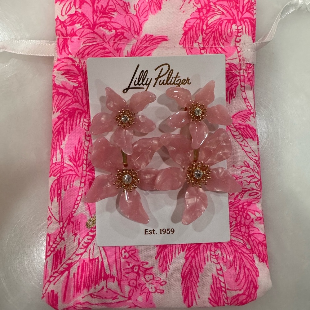 Lilly Pulitzer Pink Floral Earrings Set